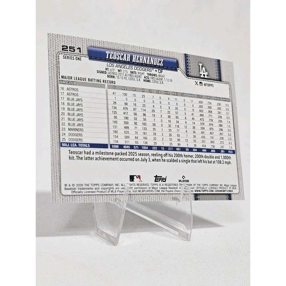 2026 Topps Series 1 Teoscar Hernandez Diamante Los Angeles Dodgers